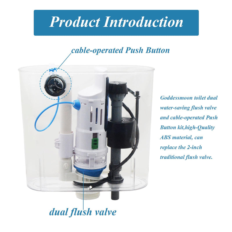 Toilet Dual Flush Valve Replacement Kit Universal, Compatible with Danco HYR270 Hydroright, Fits 2-Inch Flush Valves, Electroplated Push-Button Handle & Seal Ring, WC Replacement Part