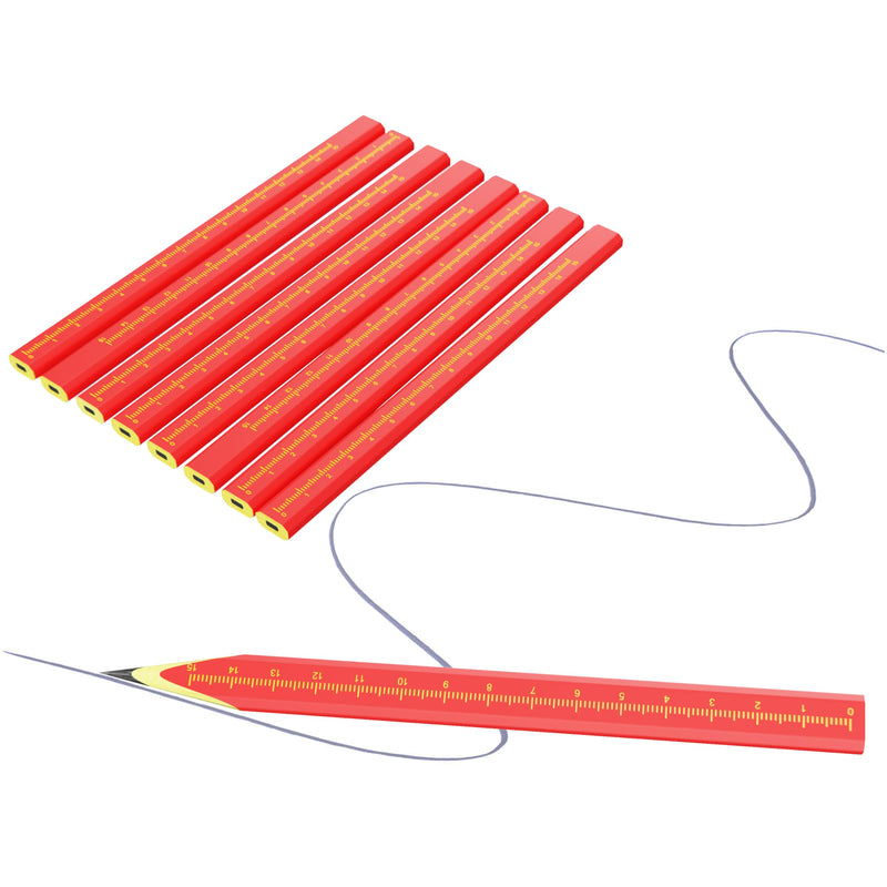 KR. LIF 8 PCS Carpenter Pencils Construction Pencil, Carpenter Marking Pencil for Woodworking Concrete Scriber Marking Tool Black 8