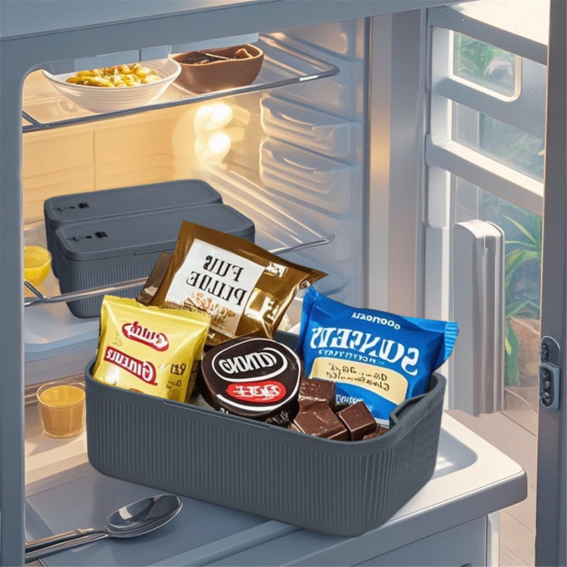SANIDIKA Lockable Storage Box, Locking Medicine Box, Cell Phone Locked Jail, Food Medical Lockbox, Containers Bin for Personal Refrigerator Home Office Organization Travel Gift,9.25 x 5 x 3.6 (Navy) Navy