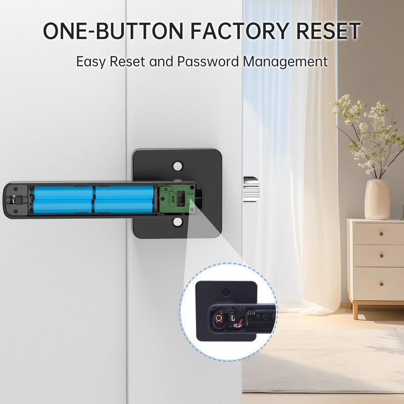 Fingerprint Door Lock-Smart Door knob, Biometric Door Locks,with App/Code/Backup Key/Fingerprint/IC Card, Smart Door Knob Keyless Entry Door Lock with Handle for Home Hotel Office Apartment Bedroom Black