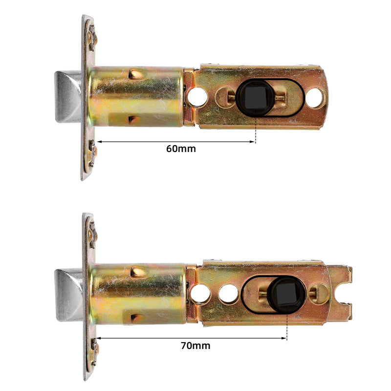 4pcs Adjustable Deadbolt Latch 60/70mm(2-3/8" or 2-3/4"), Zinc Alloy Universal Replacement Interior Door Latches Durable Door Knob Parts for Lever Handles & Knob Tubular Mortice Locks