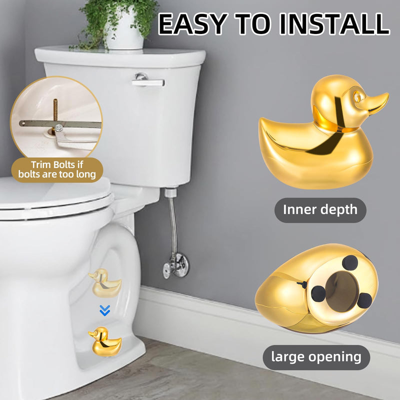 2 Pcs Duck Design Toilet Bolt Caps Ceramic Cute Toilet Bolt Covers Decorative Gold Floor Bowl Caps for Home Bathroom Decor