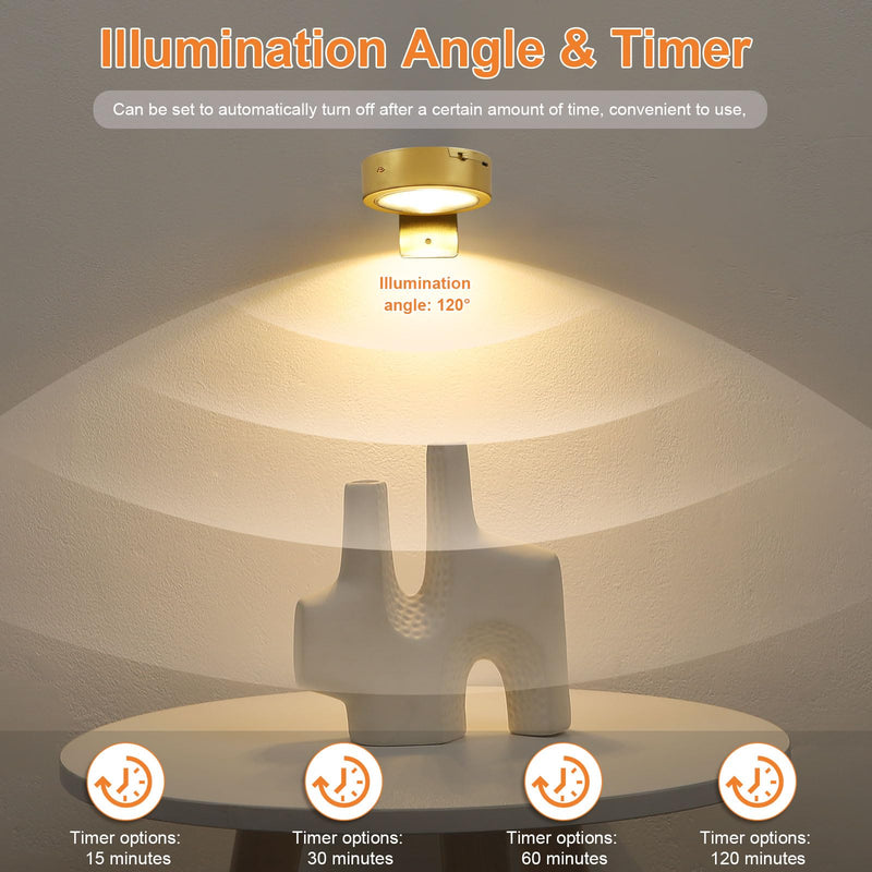 3Pcs Rechargeable Picture Lights,Battery Operated Wall Lights for Pictures with Remote Dimmable and Timer, 3 Lighting Modes Wireless Art Display Light for Picture Frame Paintings-Gold Gold 3Pcs
