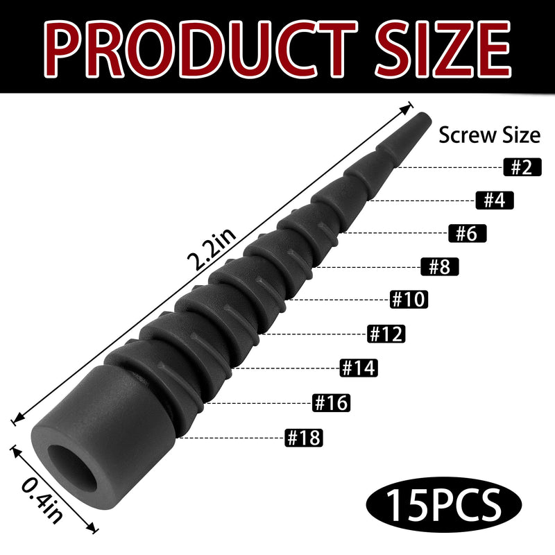 15 Pcs Wood Anchor Stripped Screw Hole Repair Kits-Door Hinge Hole Repair Kits Fit Screws Sizes #2 to #18-Adjustable Wall Anchors for Wood Door Drywall Hole Repair Normal Black 15