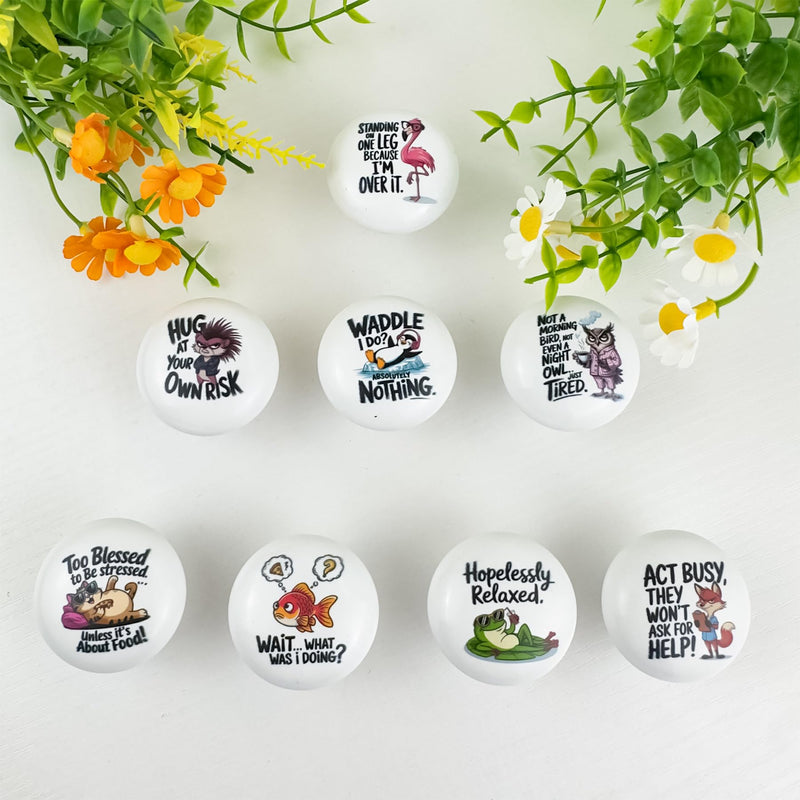 Ceramic 8Pack 1.5" Ceramic Fun Unique Cute Animal Decorative Kitchen Cabinet Cupboard Furniture Dresser Drawer Knobs Pull Handles