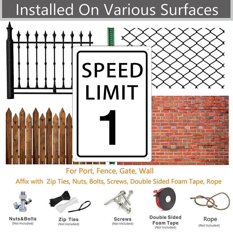 Speed Limit 1 Mph Sign, Warning Slow Down Sign Novelty Traffic Property Cottage Road Street Sign 8 X12 Inches Speed Limit 1 8X12inch