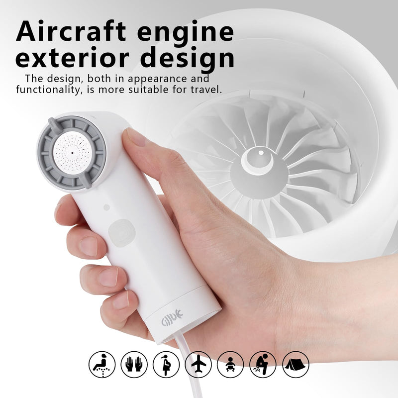 Portable Electric Bidet for Travel | Handheld Rechargeable Travel Bidet with 5 Spray Modes | Compact Personal Hygiene Solution for Camping, Hotel, Postpartum Care & Baby (White) White
