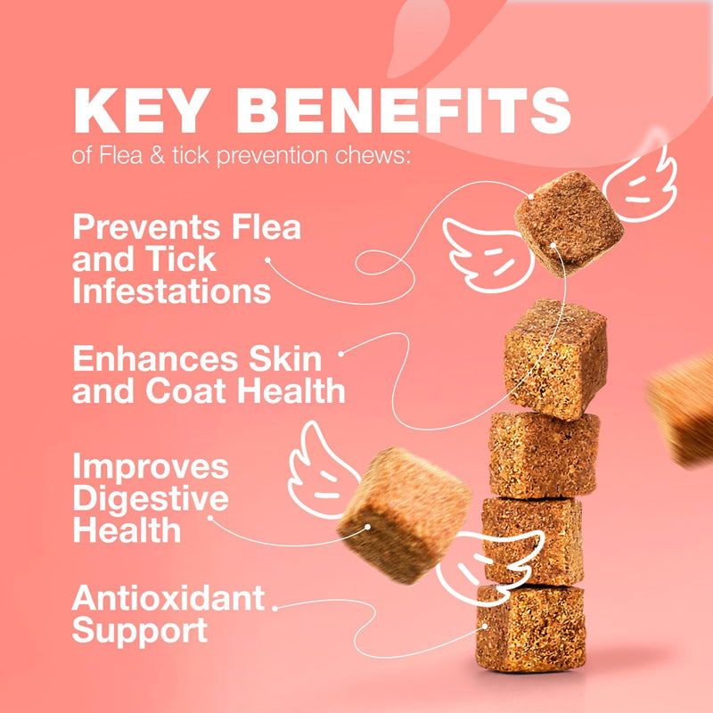 Flea Treatment for Cats - Daily Oral Cat Flea and Tick Treatment Chews - Chewable Kitten Flea Treatment - Soft Treats for All Breeds & Ages - Natural Chicken-Flavor Flea and Tick Supplement for Cats
