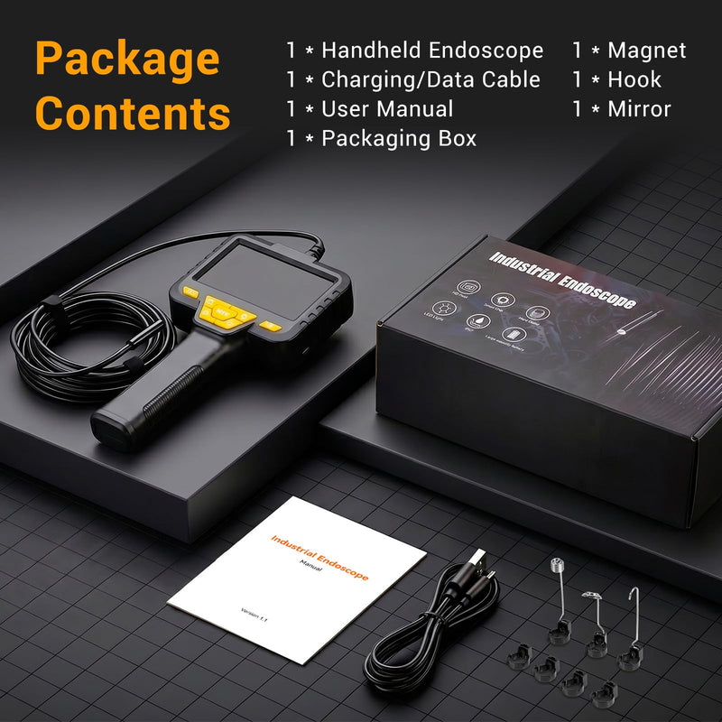 Endoscope Camera with Light: 4.3" 1080P HD Borescope Camera with 8 Adjustable LED Lights, IP67 Waterproof Snake Camera, Ideal for Inspecting Automotive Engines, Pipes, Great Tool for Men (16.5ft)