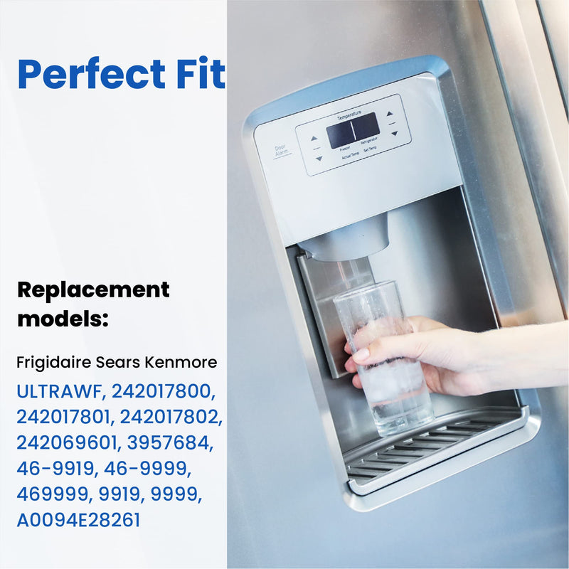 HP005 Replacement for Frigidaire ULTRAWF, Pure Source Ultra, Kenmore 9999, 469999, 46-9999, A0094E28261 Water and Ice, Height 11 inches, 3 Count