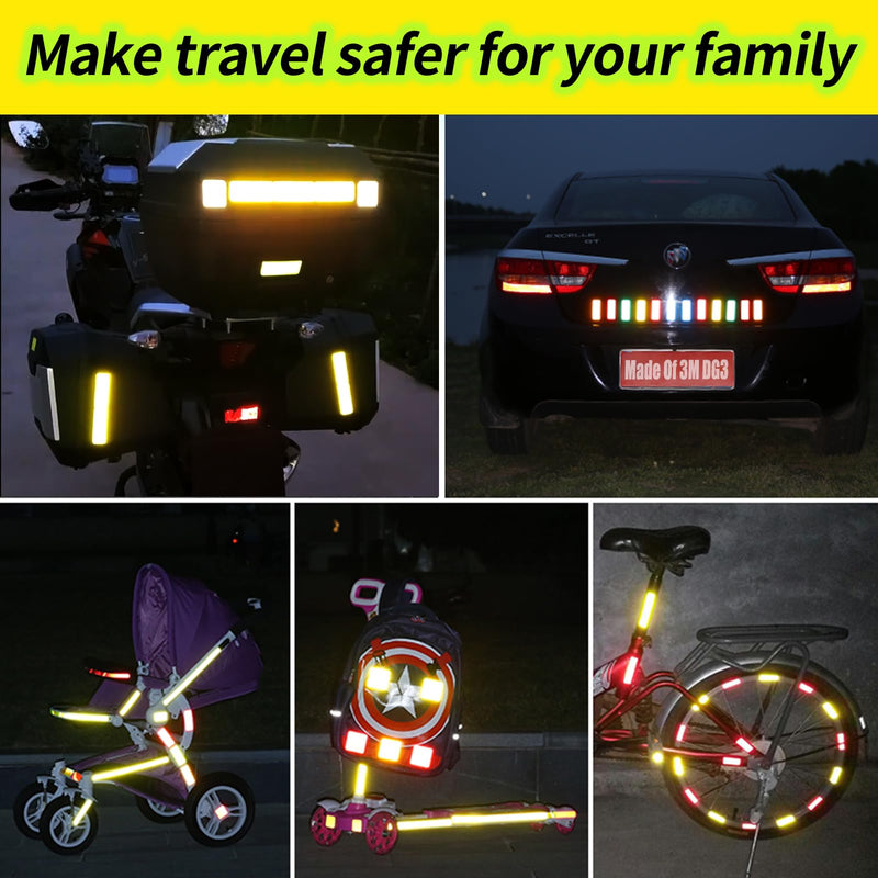 Reflective Stickers Made of 3M DG3,Super Reflection, Safety Reflective Tape for Car Trailer Truck Bike Motorcycle, 20 Pcs Fluorescent Yellow-Green Outdoor Waterproof 3.15" X 1.18"