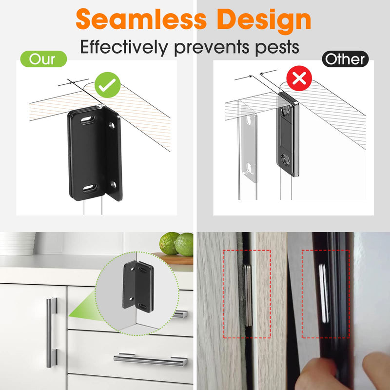 Magnetic Door Catch 4 Pack, Ultra Thin Cabinet Magnets Adhesive for Kitchen Cupboard Wardrobe Closet Cabinet Door Drawer Latch, Utility Magnetic Cabinet Latch No-Gap Design (Black 4PCS) Black 4PCS - NewNest Australia