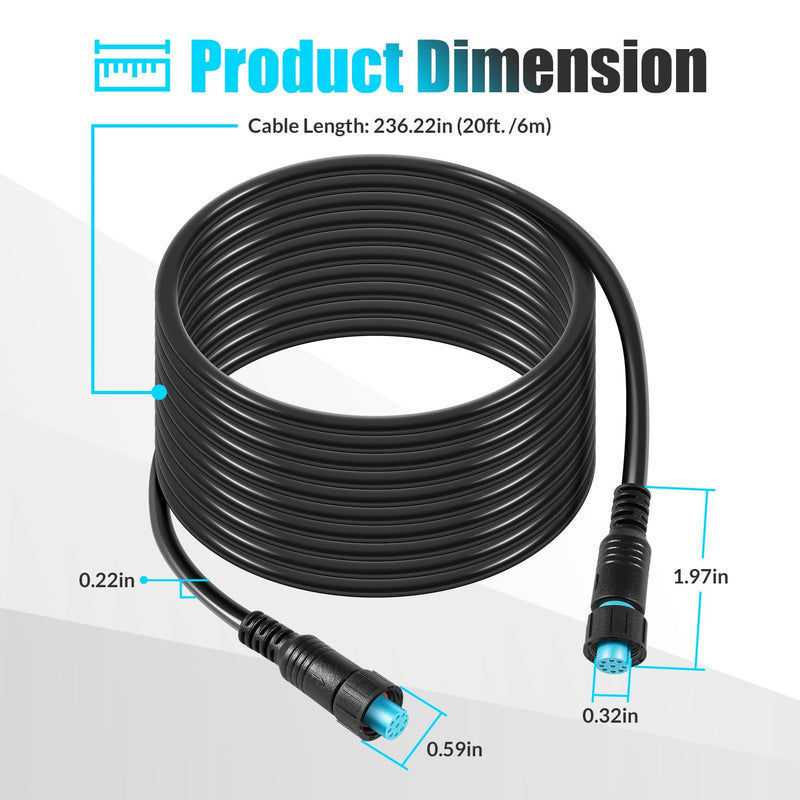 010-12528-01 Marine Network Cable 20 ft./6 m, Small Connector, for GC 200 Marine IP Camera, for GLS 10, GMR Fantom 126/124/56/54, GXM 54/53, for Panoptix LiveScope, Connect BlueNet Devices 20 ft / 6 m