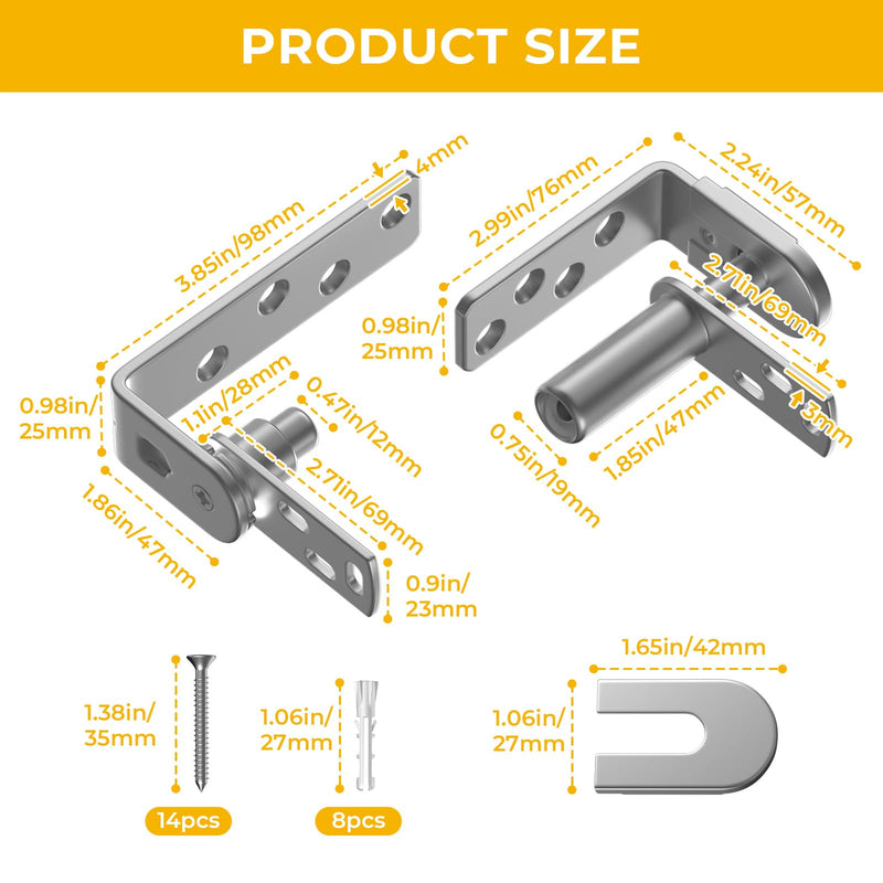 goldenwarm Self-Return Saloon Door Hinges, 1 Set – 304 Stainless Steel Double Action Swinging Hinges, Self-Closing for Café, Louvre, and Swinging Doors