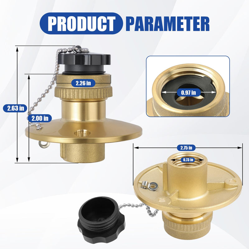513110-1 Fresh Water Inlet, Has Standard Female Swivel Hose Connector 1/2" x 3/4" for Marine, Trailer, Motorhome Inlet
