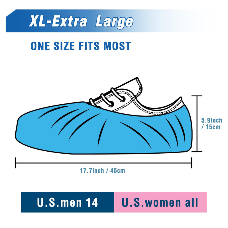 ProtectX Disposable Shoe & Boot Covers, XL Extra Large, 100-pack (50 pairs), Waterproof, Slip Resistant, Durable CPE plastic, Fits up to Men’s 14 US Size and All Women’s US Size Shoes CPE X-Large 100PK