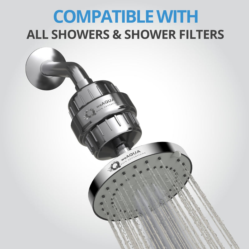 weAQUA Shower Head High Pressure 2 PACK – 4.5 Inch, 5 Spray Modes, 72 Anti-Clog Nozzles, Easy 1-Min Installation, Fixed Shower Heads for Powerful Bathroom Upgrade (STD-SHWR-HD02) 2 Pack - Chrome