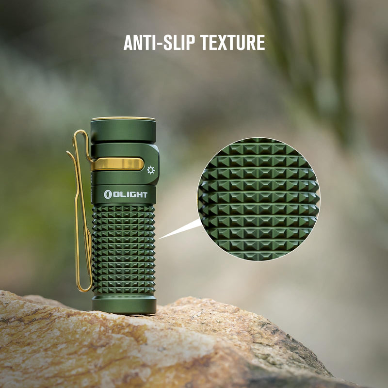 OLIGHT Baton4 Rechargeable EDC Flashlight, LED Pocket Light 1300 Lumens with Magnetic Charging Cable, Powerful Bright IPX8 Waterproof for Home, Camping and Emergencies (OD Green) OD Green