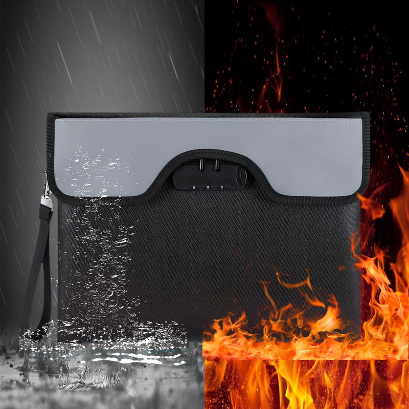 5200°F Fireproof Document Bag with Lock,Upgraded Fireproof Bag with Zipper/Reflective Strip,9 Layers of Heat Insulated Materials,Fireproof Money Bag for Cash,13.2"x10.5" Fireproof Pouch with Handle