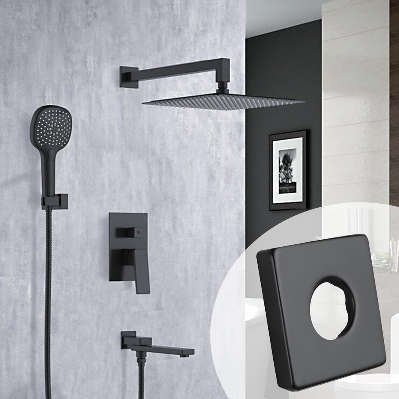 Black Square Shower Arm Flange - RP51034BL Compatible Brass Escutcheon Cover Plate for Tub & Shower Faucets