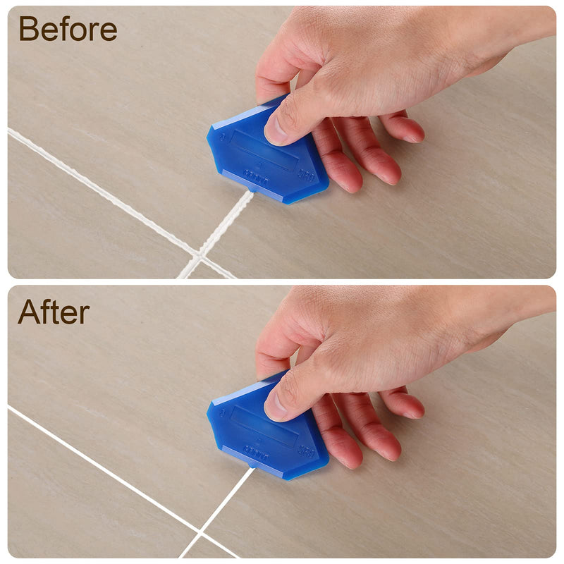 4 Pieces Silicone Caulking Tool Set Sealant Finishing Tool Grout Scraper Caulking Removal Tool for Kitchen Bathroom Floor Sink Joint Sealant Sealing,Reuse and Replace (Blue) Blue