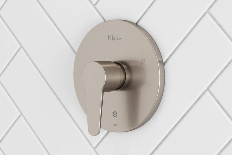 Pfister Pfirst Modern Valve Trim Only (Valve Body Sold Separately), Single Handle, 1-Hole, Brushed Nickel Finish, R89040K 1 Pack