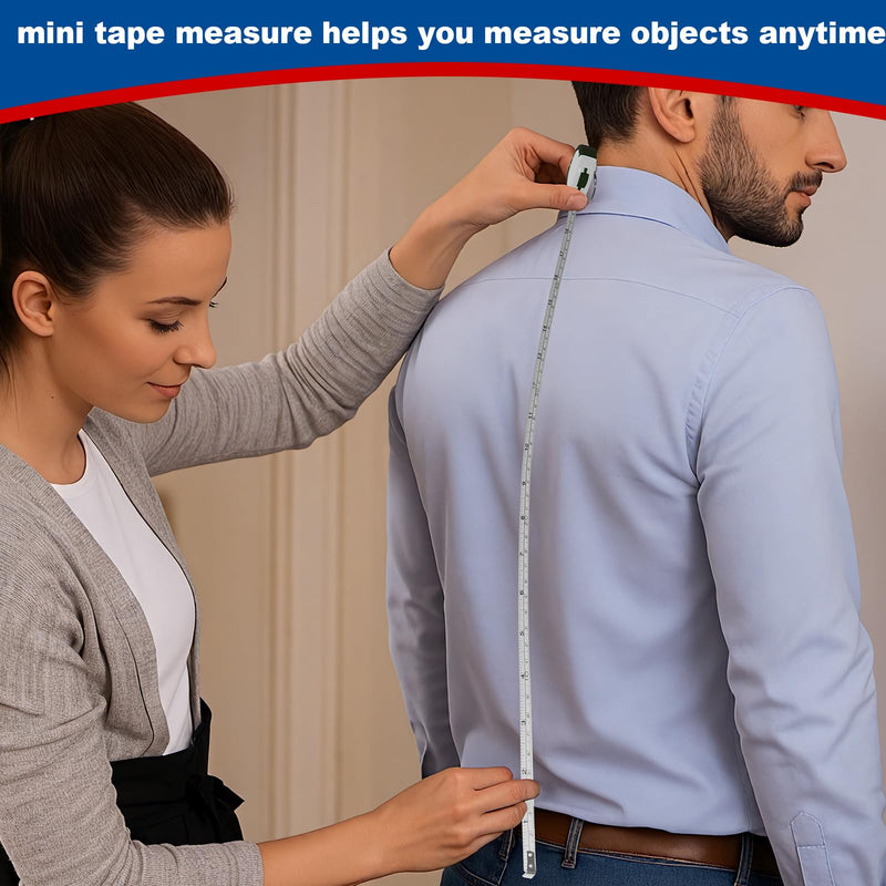 24 Pieces Mini Tape Measure Keychains 3 ft Small Retractable Measuring Tape with Lock Pocket Portable Measurement Tape Bulk for Construction Party Favors Birthday Gift White