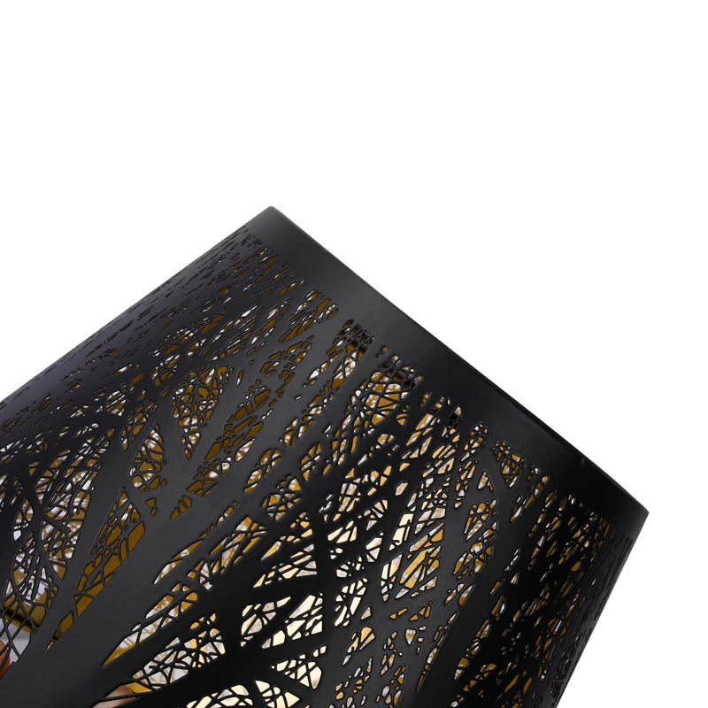 Small Lamp Shade, ALUCSET Barrel Metal Lampshade with Pattern of Trees for Table Lamp and Floor Light, Top Diameter 6 X Bottom Diameter 10 X Height 7.5 Spider Metal Black/Gold