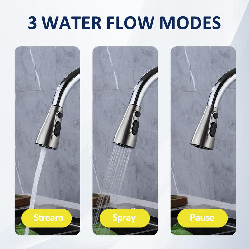 Kitchen Faucet Head Replacement Compatible with Moen 191004 – Durable ABS & Silicone Nozzle for Easy Installation and Limescale Prevention (Brushed Nickel) Brushed Nickel