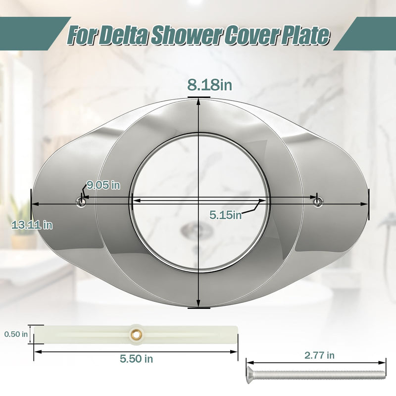 RP29827 One Hole Remodel Cover Plate for Moen and Delta Bathtub and Shower Valves, Renovation Shower Valves Cover Plate Replace 2 Handle or 3 Handle Shower - 2 Pack