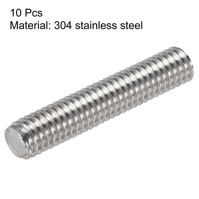 uxcell 10Pcs M6 x 30mm Fully Threaded Rod 304 Stainless Steel Right Hand Threads,M6-1.0 Thread Pitch