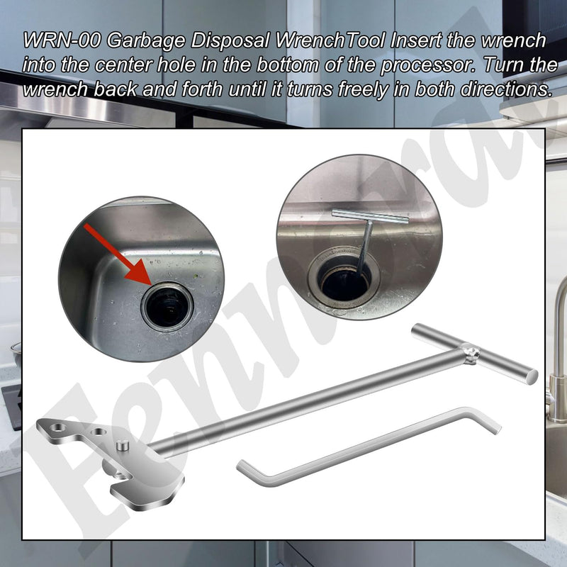Fennoral Garbage Disposer Unjamming Wrench, 2 Pack, Compatible with SinkErator Moen, Removes Clogging Above The Sink, WR00KIT