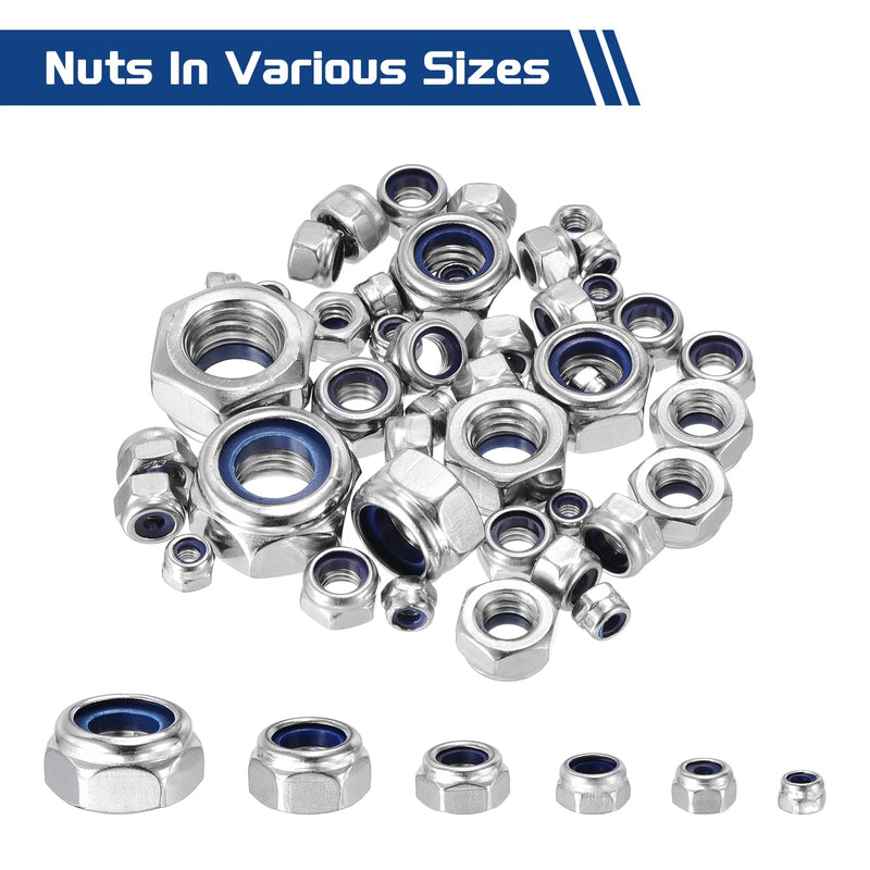 25Pcs Nylon Locking Hex Nuts - [M14 x 2mm], 316 Stainless Steel(18-8) Hardware Nuts, Silver,for Automotive, Aerospace, Industrial Applications Use M14 x 2mm 25