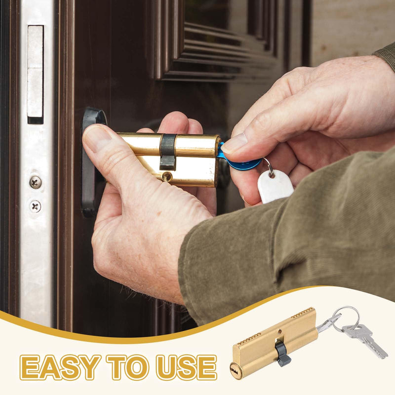 Solid Brass Lock Cylinder (75mm 32.5/42.5) - Double Lock Doors Lock Cylinder Replacement with Mounting Screw and 8 Keys for Wooden and Aluminum Doors 75mm 32.5/42.5