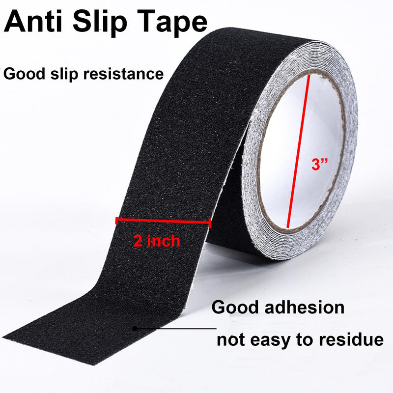 WELSTIK Anti Slip Grip Tape 2 Inch - Heavy Duty Non Skid Tape High Traction 80 Grit Non Slip for Waterproof Stairs Non Skid Treads, Indoor, Outdoor (Black, 2" X 33')