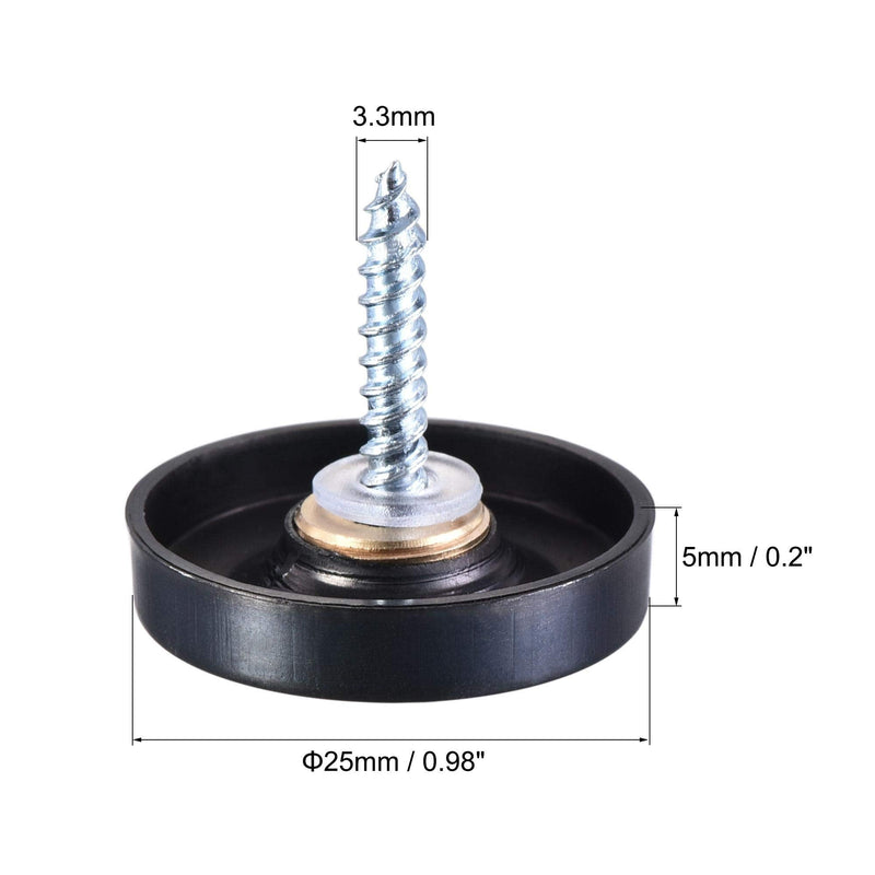 uxcell Mirror Screws, 25mm/0.98", 4pcs Decorative Cap Fasteners Cover Nails, Wire Drawing, Black 304 Stainless Steel 25 mm