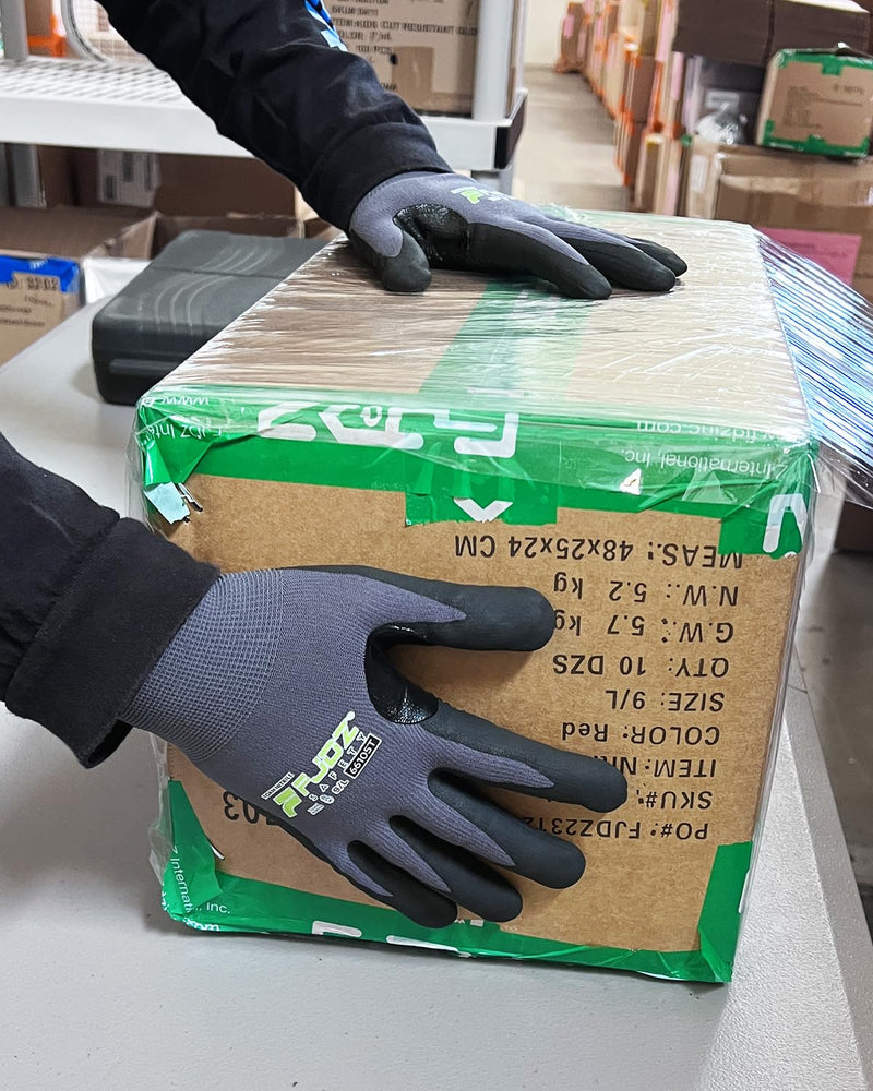 Work Gloves MicroFoam Nitrile Coated,12 Pairs Ultra-light Breathable Touchscreen Seamless Knit Nylon Glove Medium Extra Grip