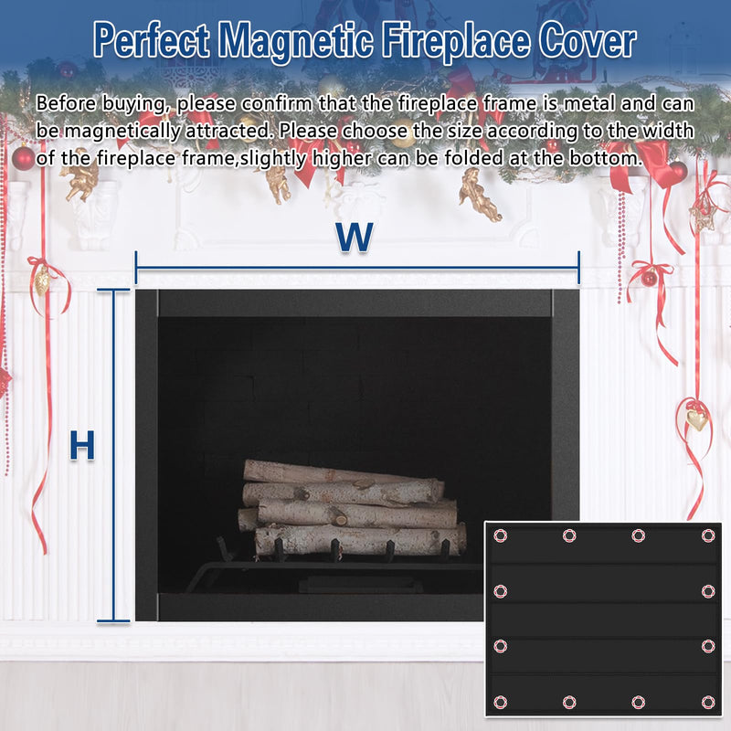 39"x32" Fireplace Cover, Magnetic Fireplace Blocker Blanket Stop Heat Loss 39"x32"