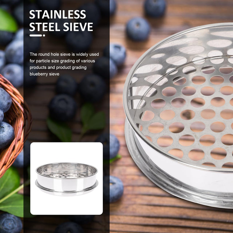 PRETYZOOM Round Hole Sieve 8.07 Inch Blueberry Grading Sifter Kitchen Bean Sifter Multi-Purpose Mesh Strainer for Home and Restaurant