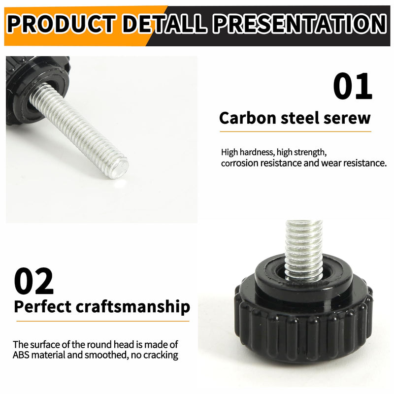 6 Pcs M6 x 25mm Metric Male Thread Knurled Clamping Knobs Grip Thumb Screw on Type Plastic Threaded Hand Bolt Knobs Black 6 - NewNest Australia