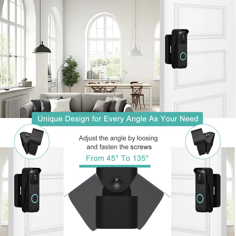 Blink Doorbell Angle Mount- Wide Angle Adjustable for Blink Video Doorbell Camera Home Office Apartment Door (Angel-Black) Angel-Black