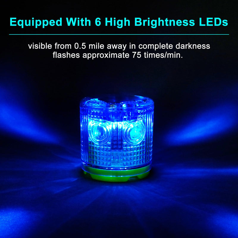 Aolyty Solar Strobe Warning Light IP54 Waterproof LED Flashing Safety Light Bright Warning Lamp Outdoor for Construction Traffic Dock Marine Beacon Road Signs (Blue) Blue - NewNest Australia