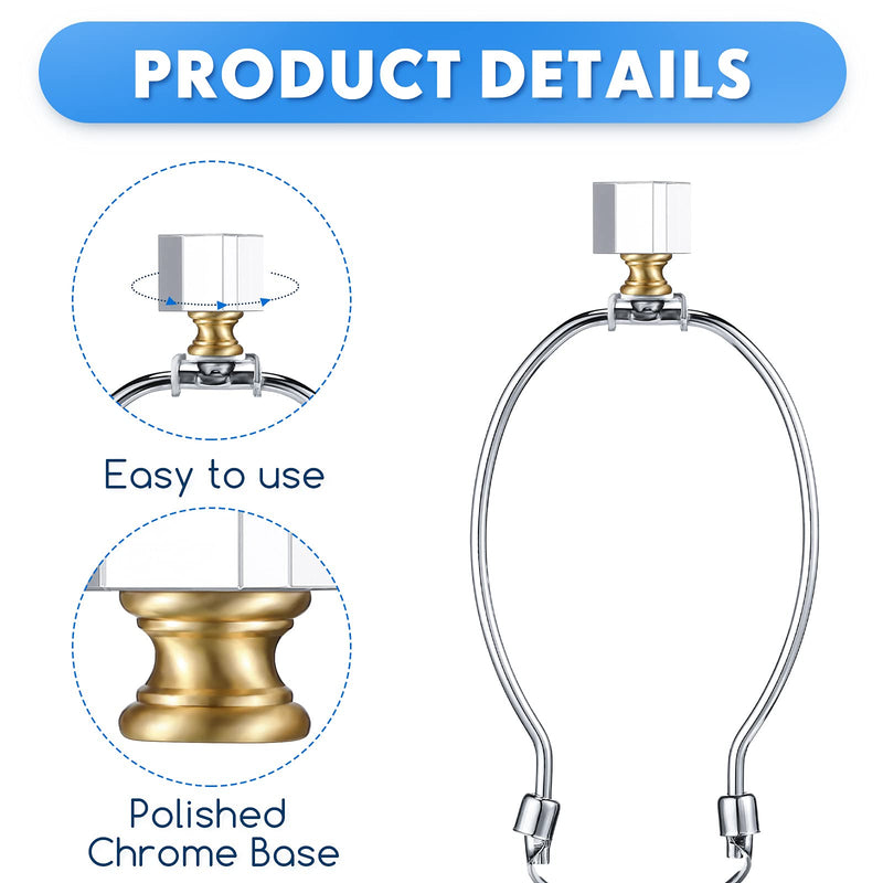 2 Pieces Cube Crystal Lamp Finial Clear Square Lamp Finial Cap Knob Top Knob Lamp Finial with Chromed Base for Lamp Shade Lamp Decoration, 1-4/5 Inches Tall (Clear, Gold) Clear, Gold