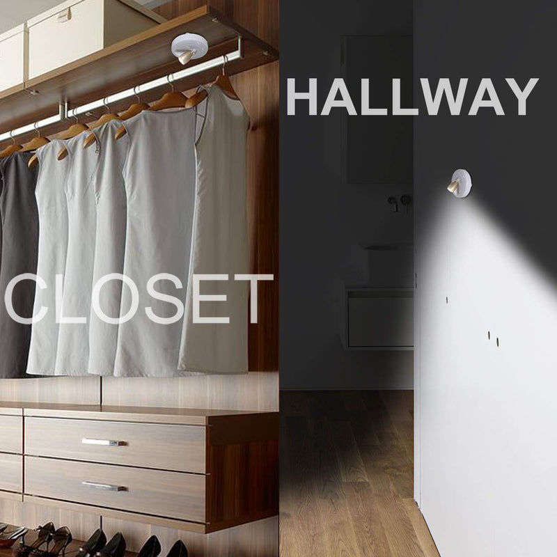 HONWELL Wireless Spotlight Battery Operated LED Puck Lights, Touch Closet Light, Stick on Wall Hallway Basement Entrance Perfect Adjustable Direction Light for Artwork Decorative