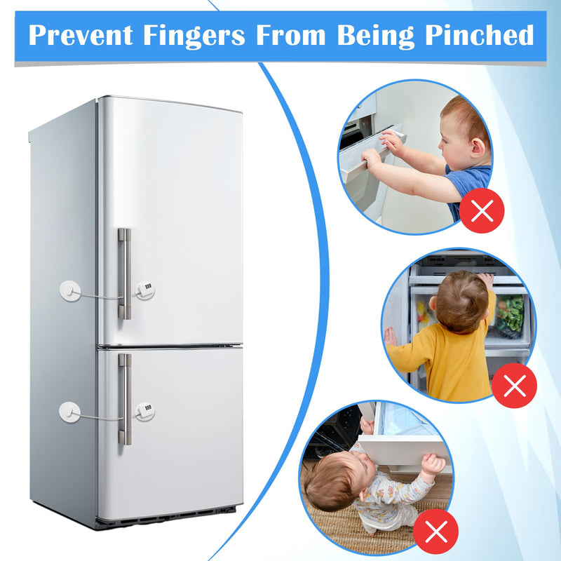 4PCS Refrigerator Locks Combination, Drill-Free Refrigerator Door Lock Fridge Lock Combination with Password, Mini Digital Refrigerator Lock for Freezer Door Lock (White) White