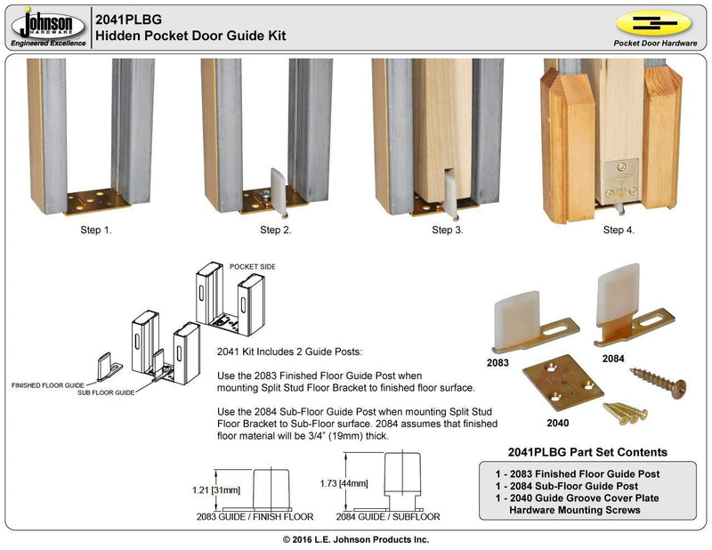 Johnson Hardware 2041PLBG Hidden Pocket Door Guide
