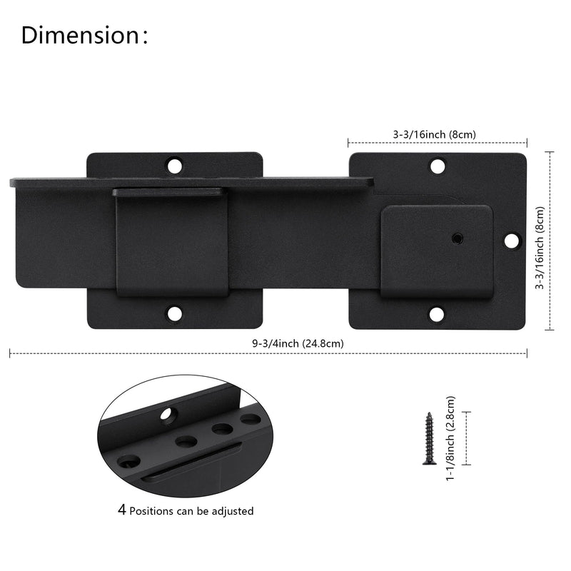 9" Flip Gate Latch Lock with 4 Padlock Holes, 4mm Extra Heavy Duty Carbon Steel Adjustable Door Latch for Sliding/Swing Gates, Outdoor Wooden Fence, Barn, Shed, Garage, Yard, Double Gate