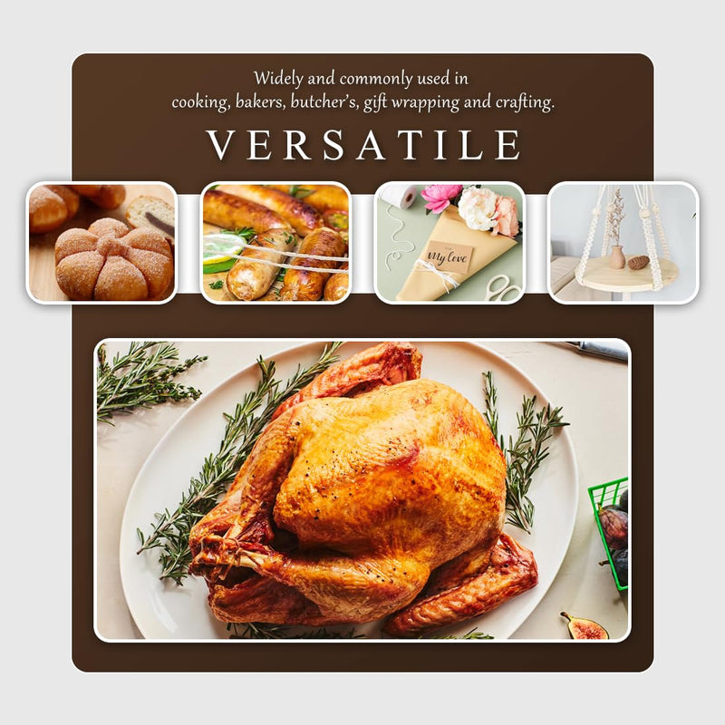 SMART&CASUAL 600 Feet 2mm Cotton Butcher Twine String Soft Food Safe for Cooking Craft Baker Kitchen Meat Turkey Sausage Roasting Gift Wrapping Gardening Crocheting Knitting Natural White