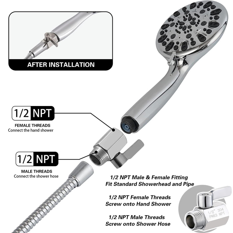 [2 Pack] Shower Head Shut Off Valve,304 Stainless Steel Mini Ball Valve NPT Thread(1/2"),Shower Head Flow Control Valve 2 Pack 1/2"
