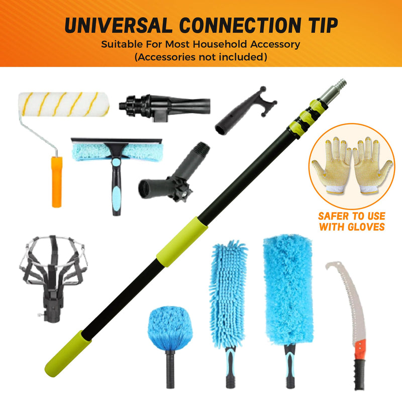 3-12ft Telescopic Extension Pole with 180° Universal Thread Head 12 Feet